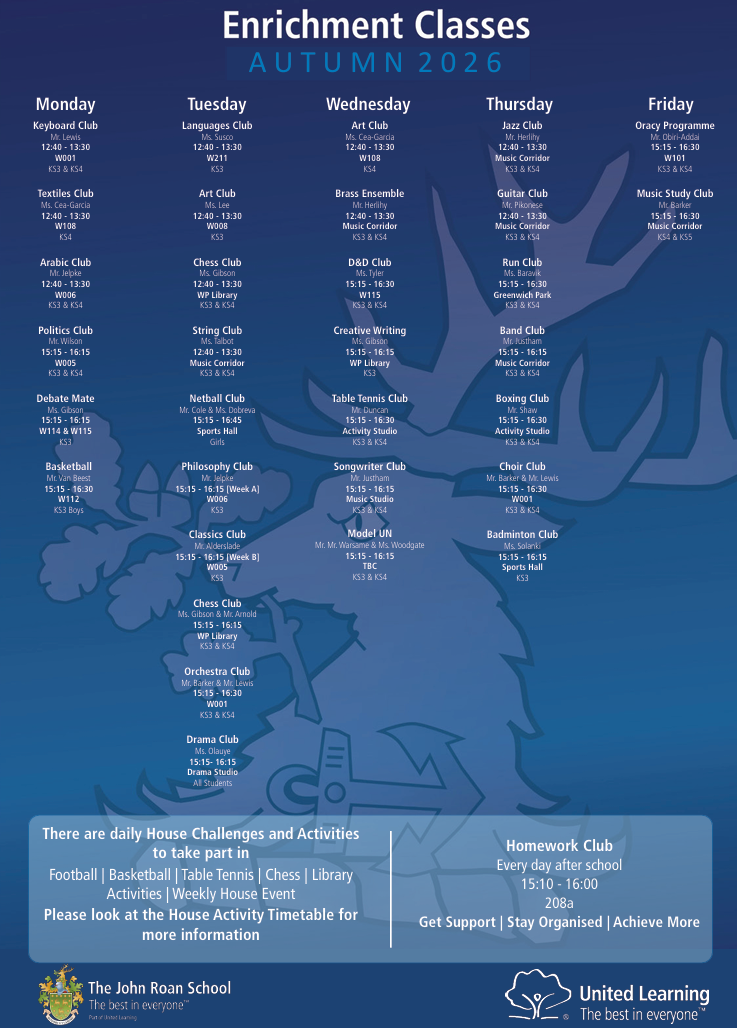 Enrichment - Autumn Term 2026